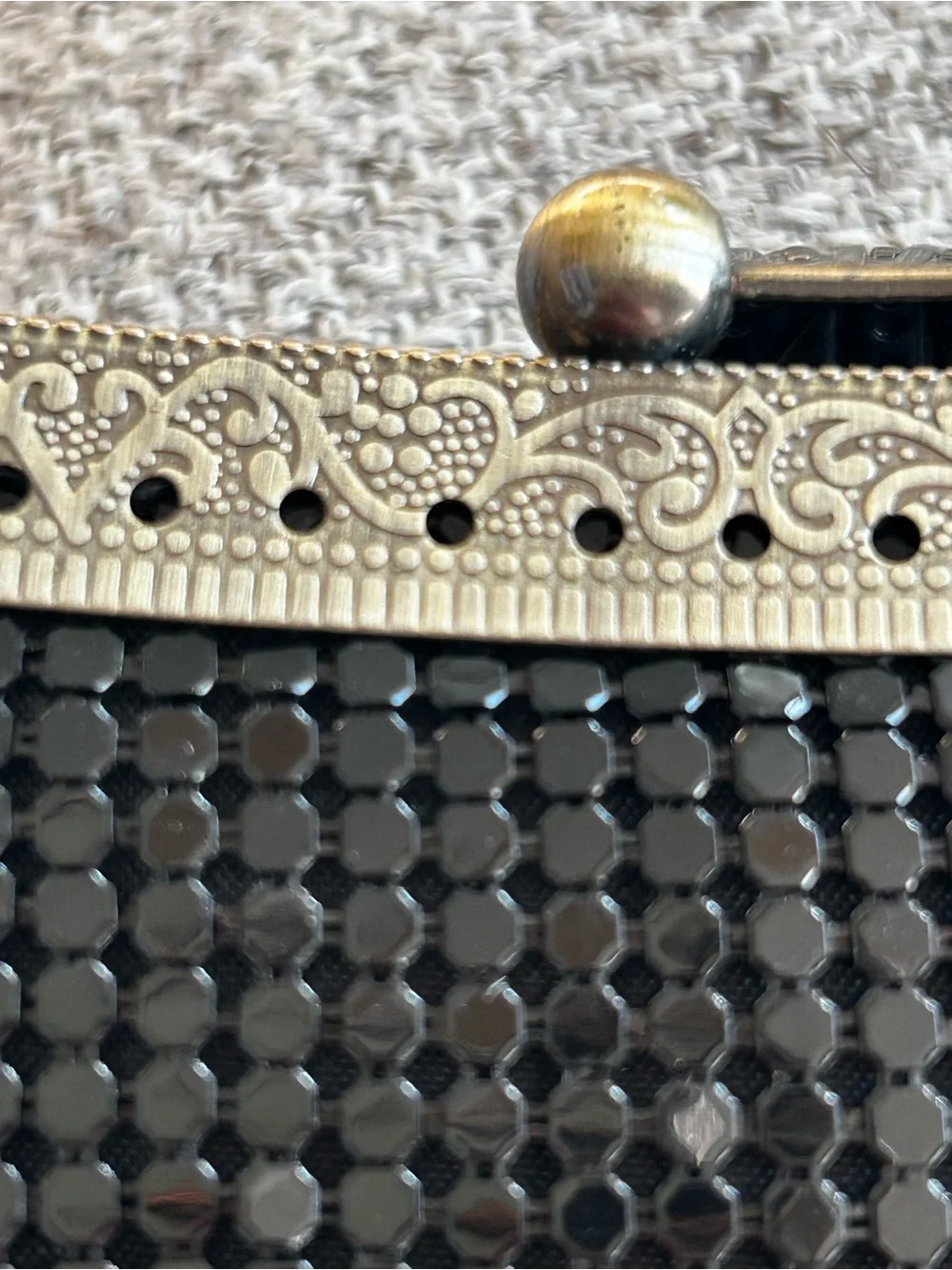 Vintage Black Metal Mesh Evening Bag Art Deco Style Cocktail Purse Boutique